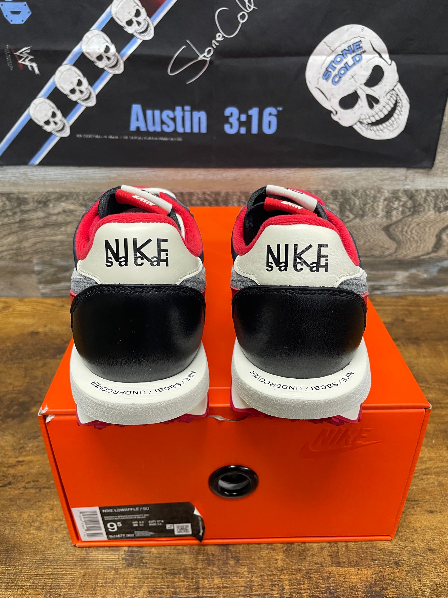 9.5-Sacai Undercover Nike LDWaffle Red/Midnight