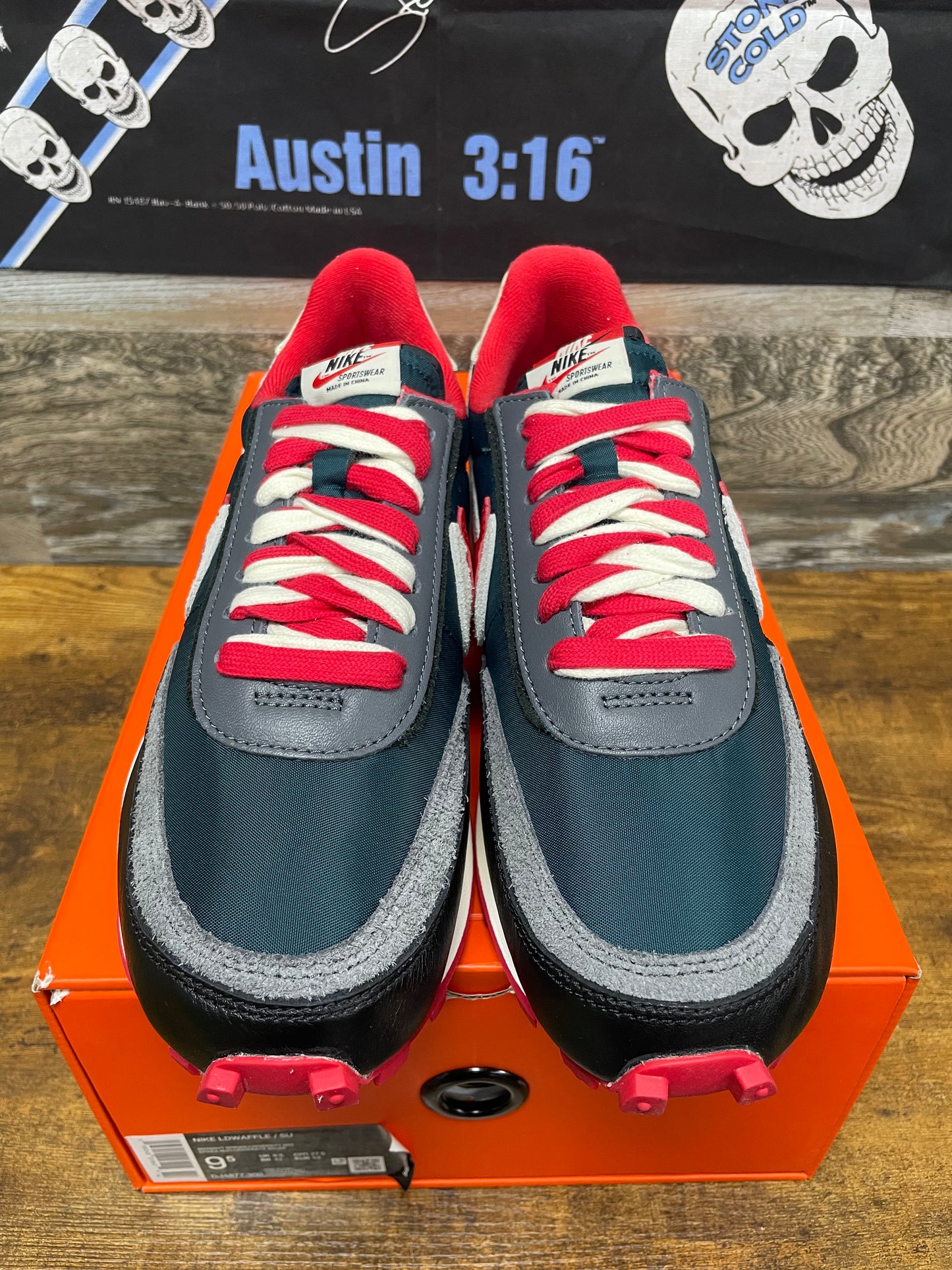 9.5-Sacai Undercover Nike LDWaffle Red/Midnight