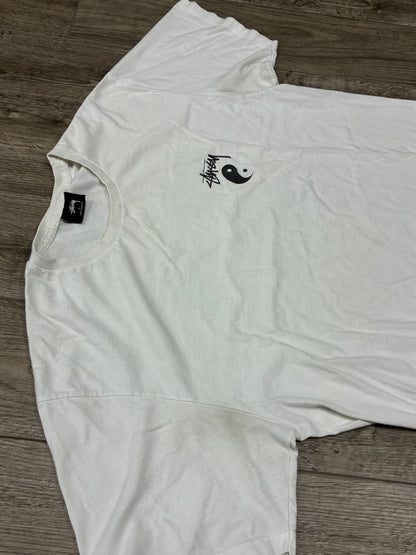 L - Stussy Ying-Yang Graphic White T-Shirt
