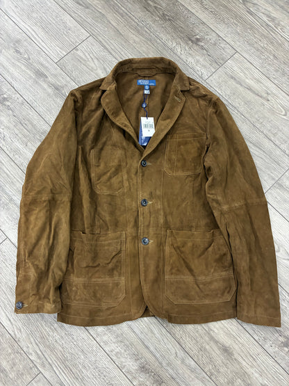 Size M - Polo Ralph Lauren Topstiched Suede Blazer Jacket