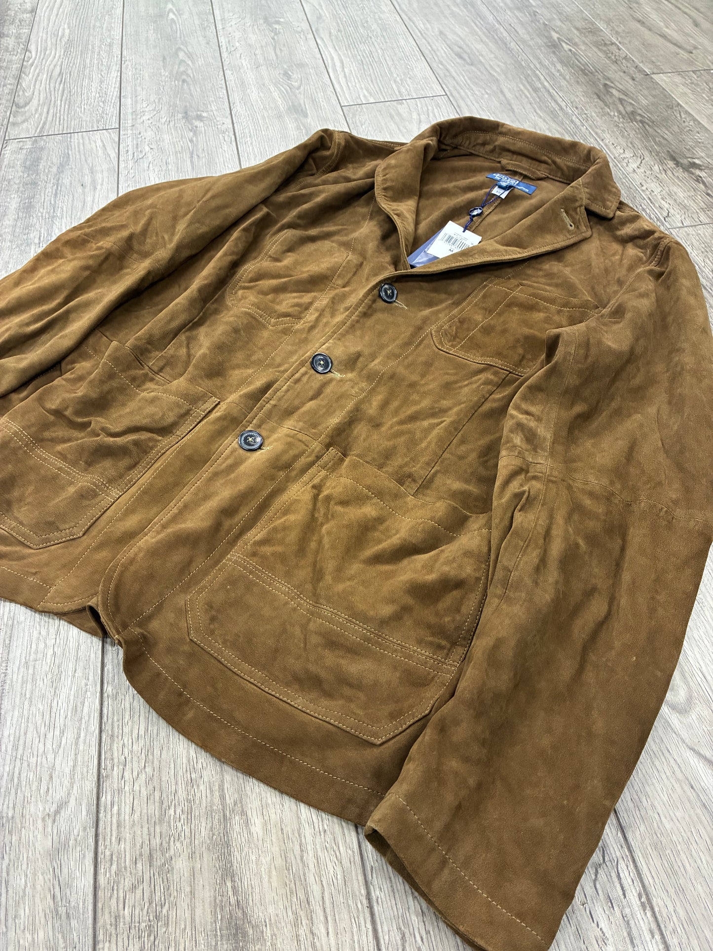 Size M - Polo Ralph Lauren Topstiched Suede Blazer Jacket