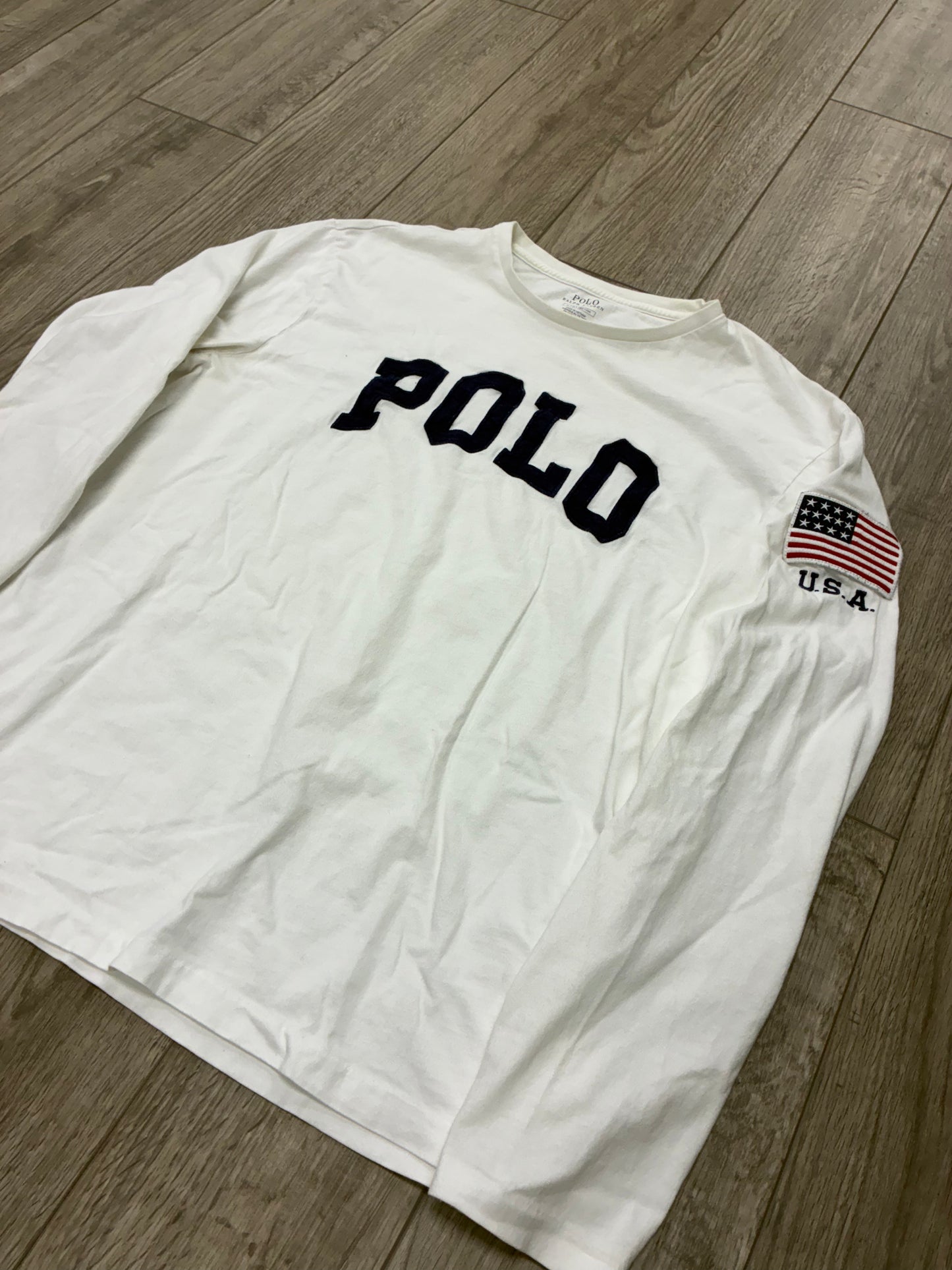 L - Polo Ralph Lauren Logo Print Flag Long Sleeve Shirt