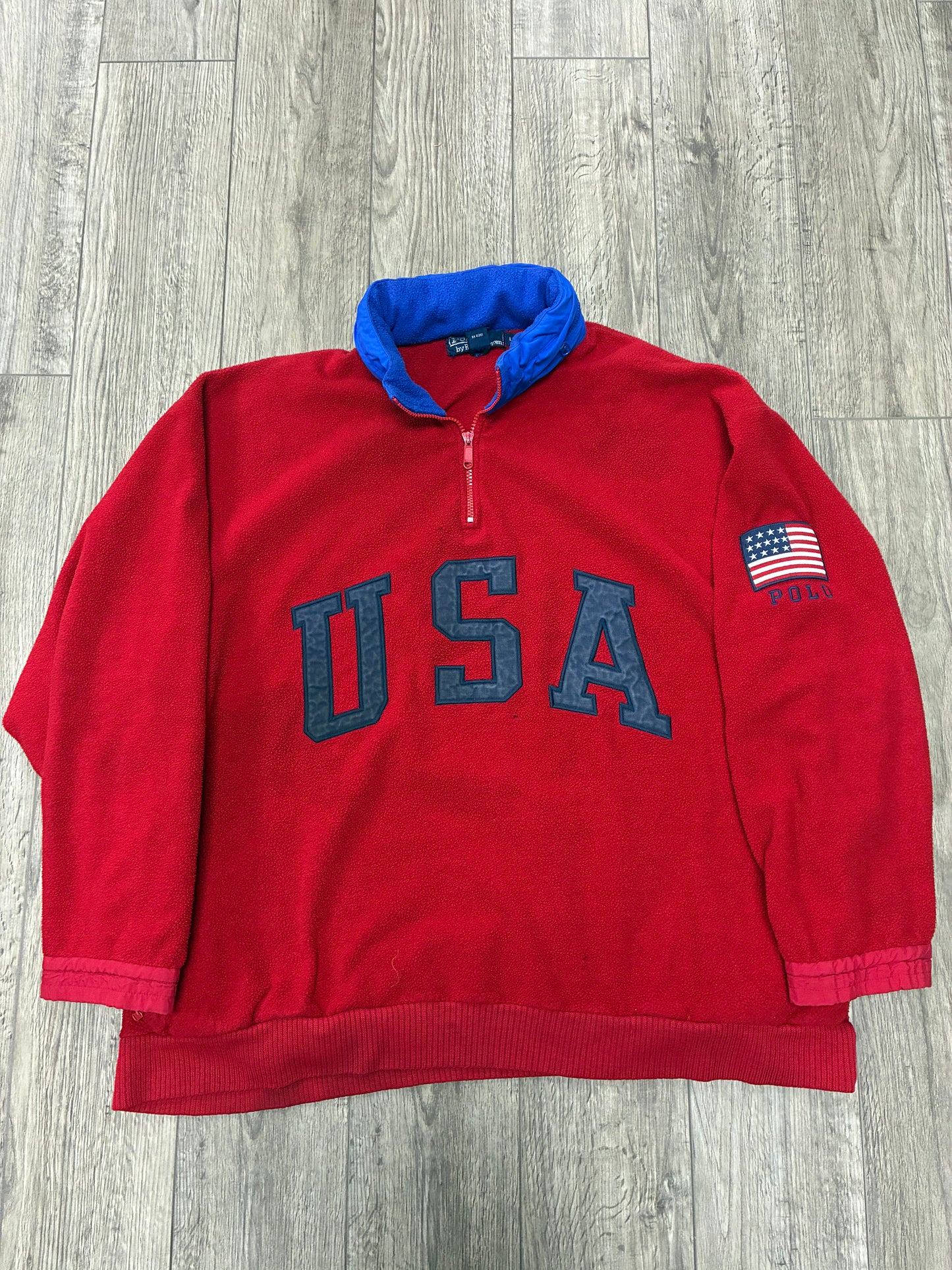 L - Vintage Polo Ralph Lauren “Superman” USA Red Fleece