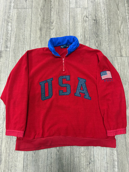 L - Vintage Polo Ralph Lauren “Superman” USA Red Fleece