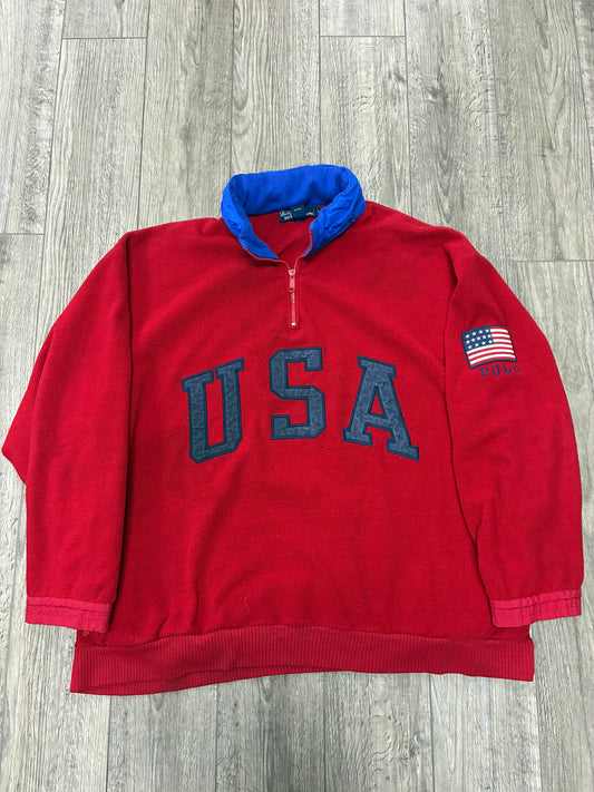 L - Vintage Polo Ralph Lauren “Superman” USA Red Fleece