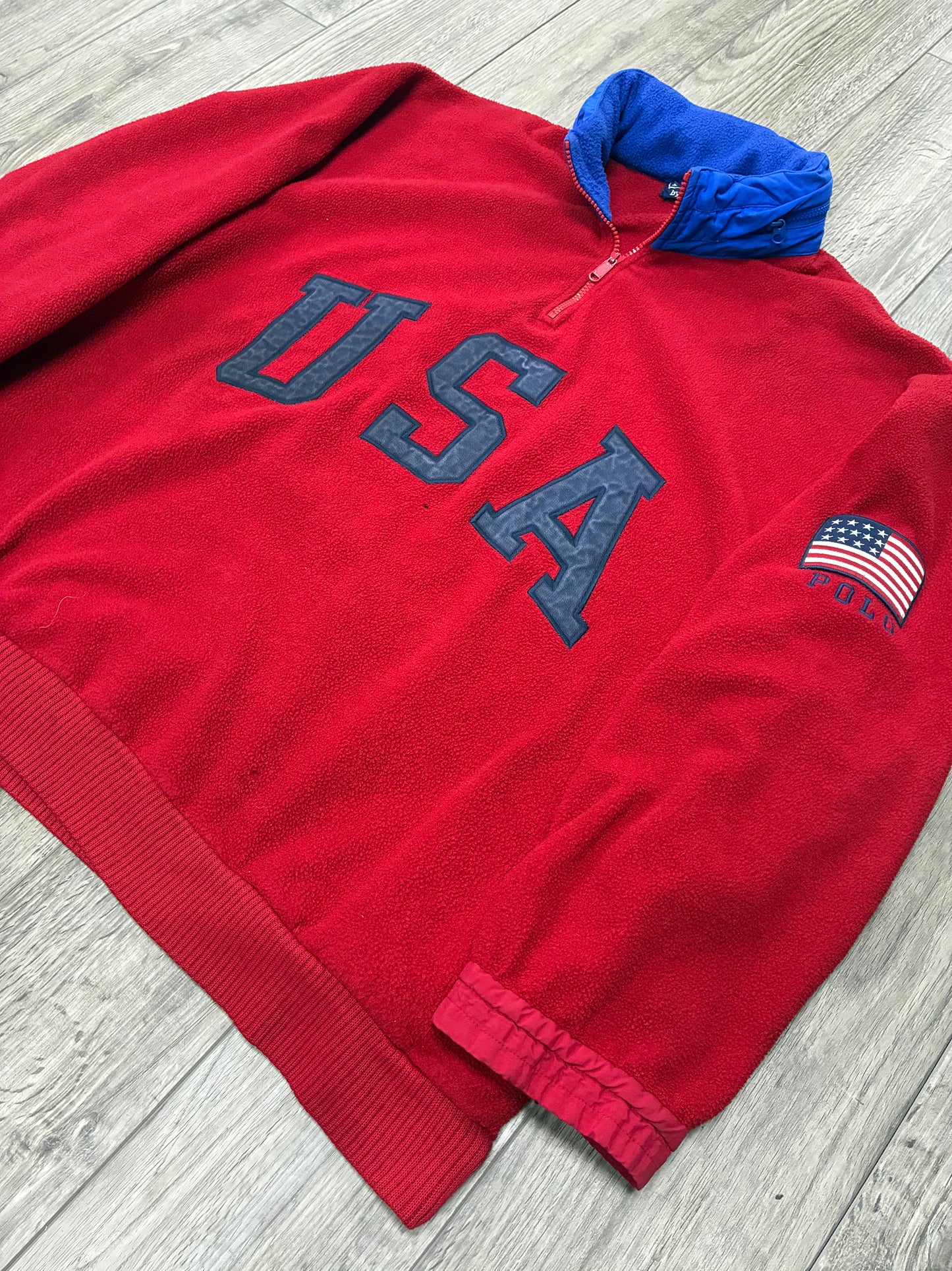 L - Vintage Polo Ralph Lauren “Superman” USA Red Fleece