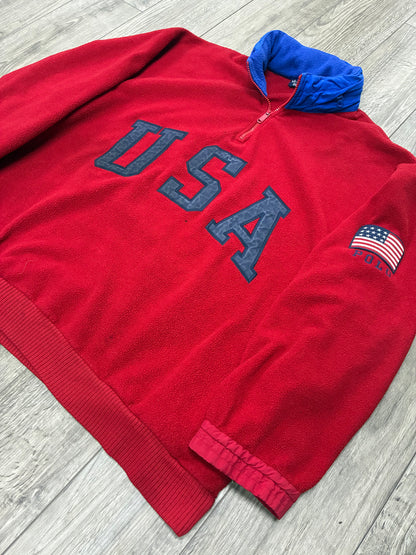 L - Vintage Polo Ralph Lauren “Superman” USA Red Fleece