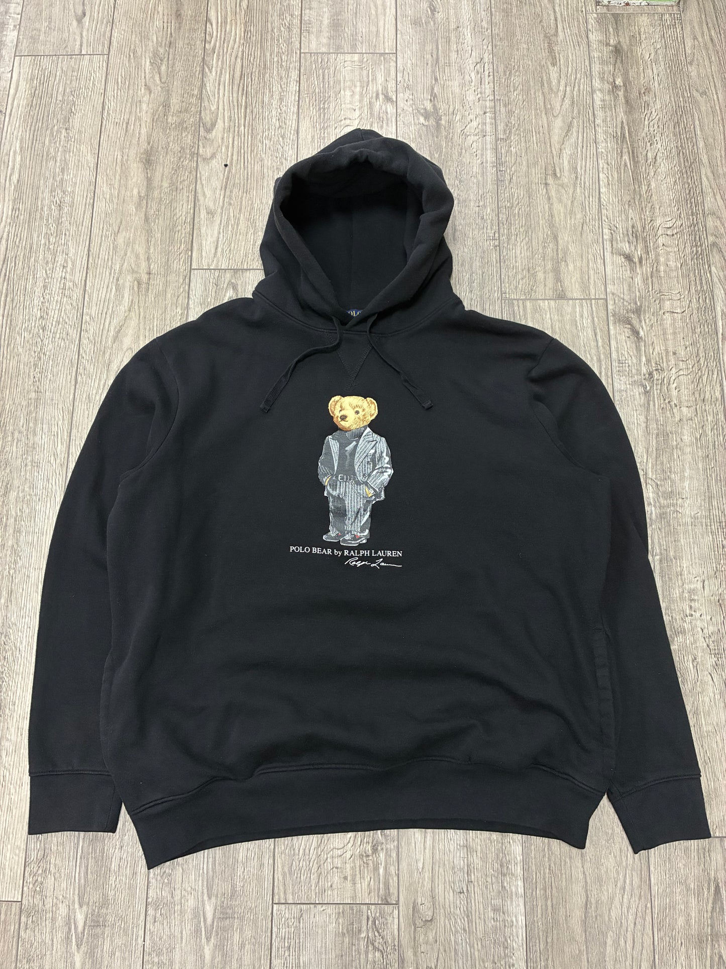 XL - Polo Ralph Lauren Black Pinstripe Suit Bear Hoodie
