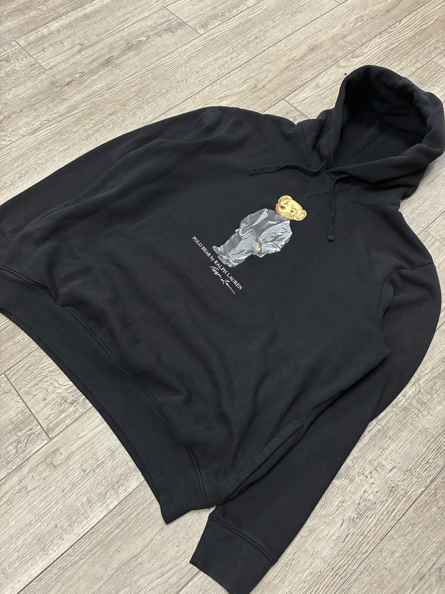XL - Polo Ralph Lauren Black Pinstripe Suit Bear Hoodie