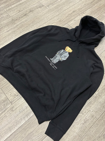 XL - Polo Ralph Lauren Black Pinstripe Suit Bear Hoodie