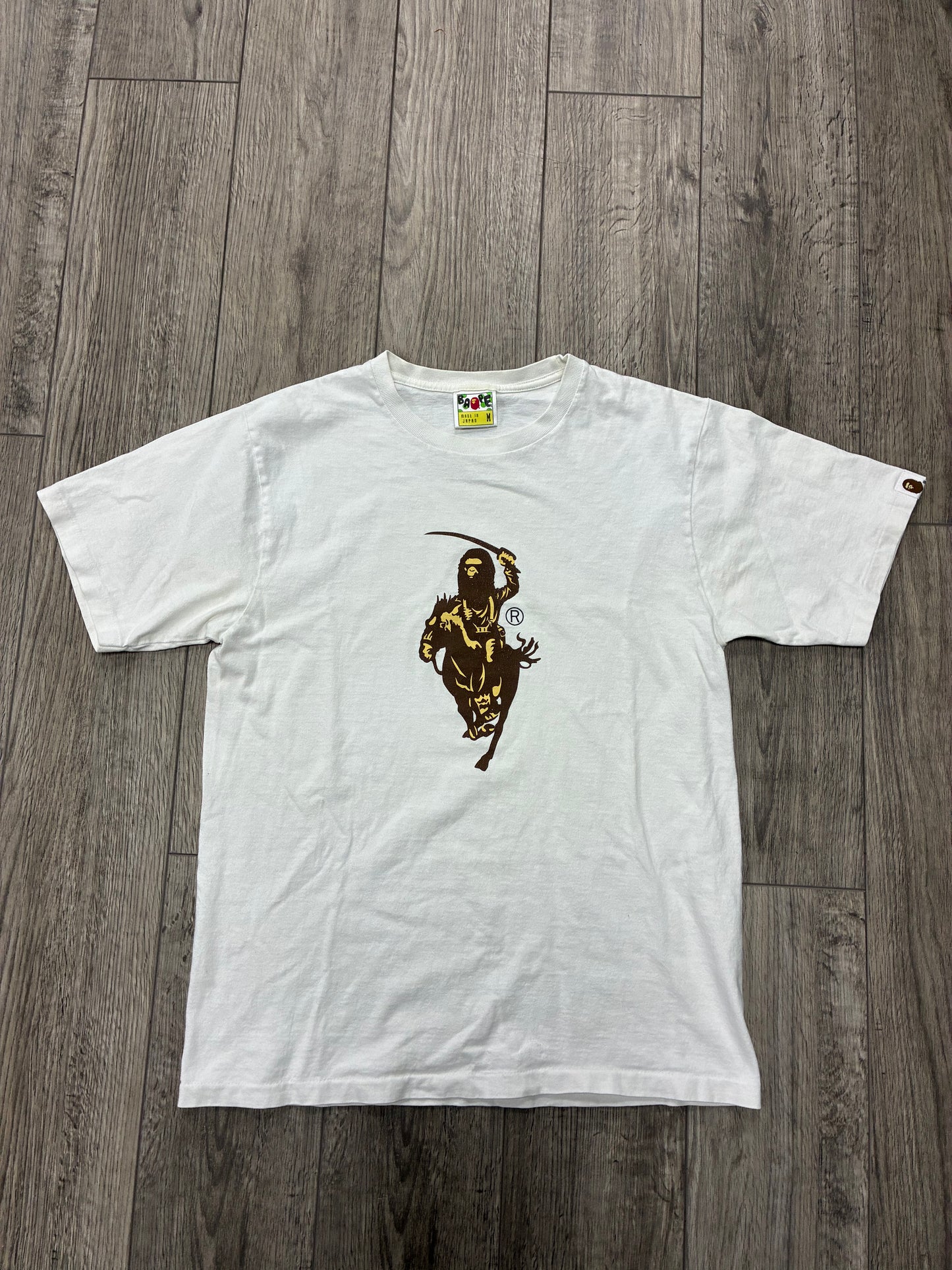 M - Bape White Cavalry Logo T-Shirt