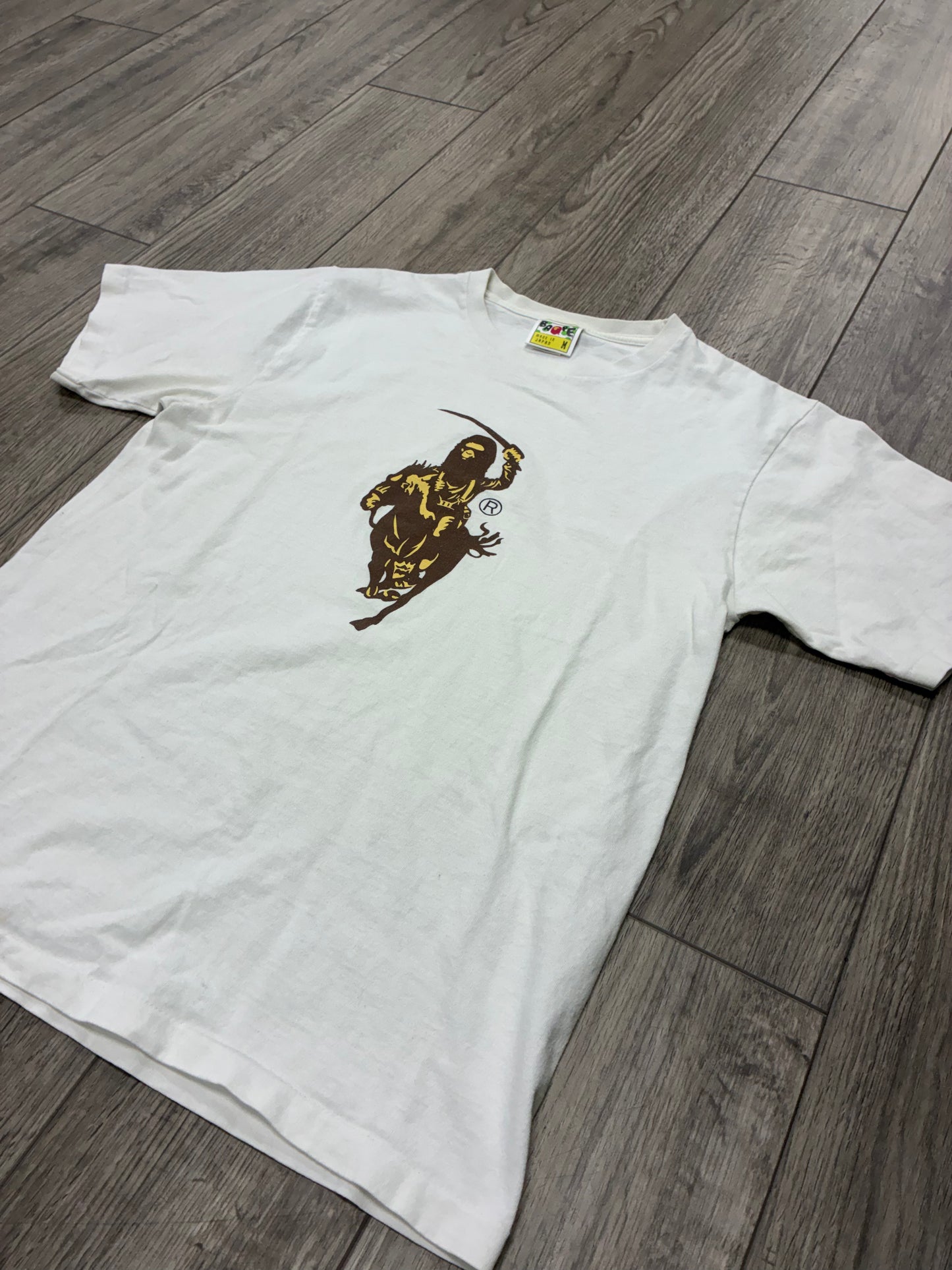 M - Bape White Cavalry Logo T-Shirt
