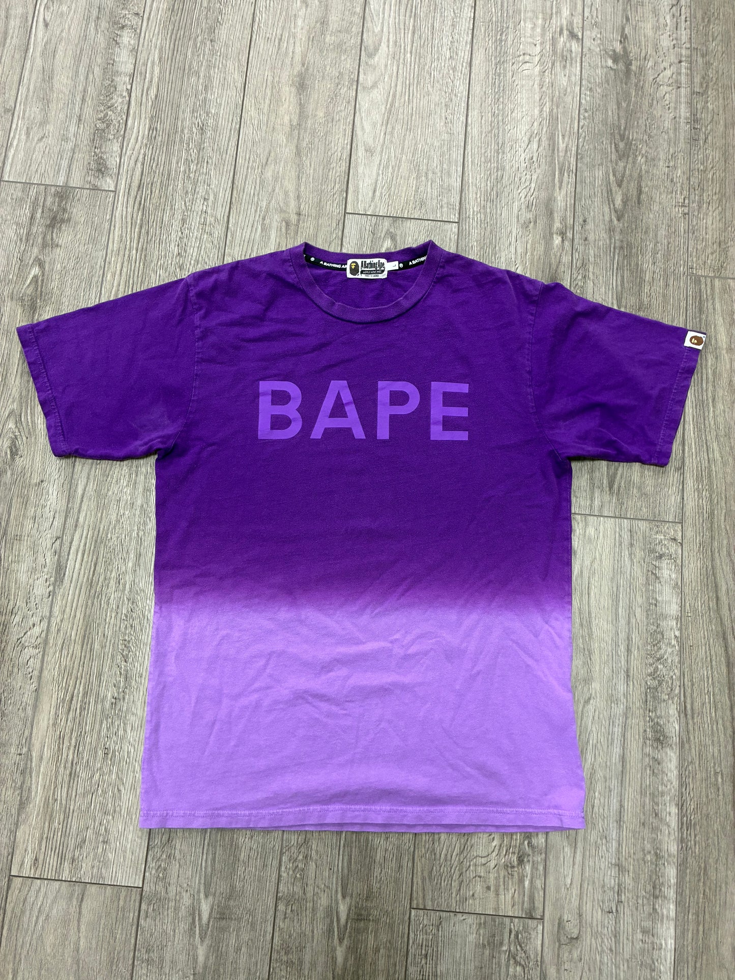 L - Bape Purple Logo Gradation T-Shirt