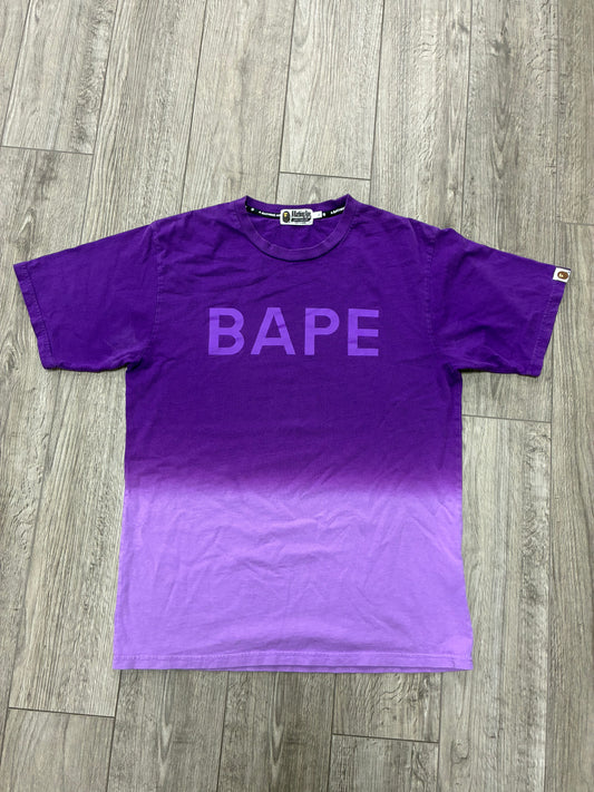L - Bape Purple Logo Gradation T-Shirt