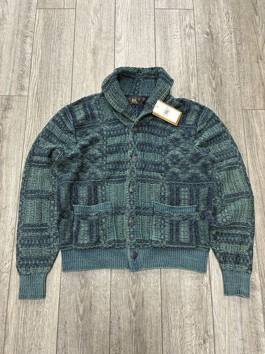 M - RRL Indigo-Dyed Jacquard knit Shawl Collar Cardigan