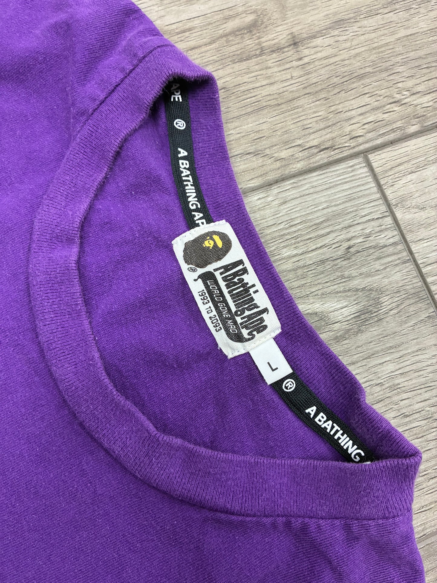 L - Bape Purple Logo Gradation T-Shirt