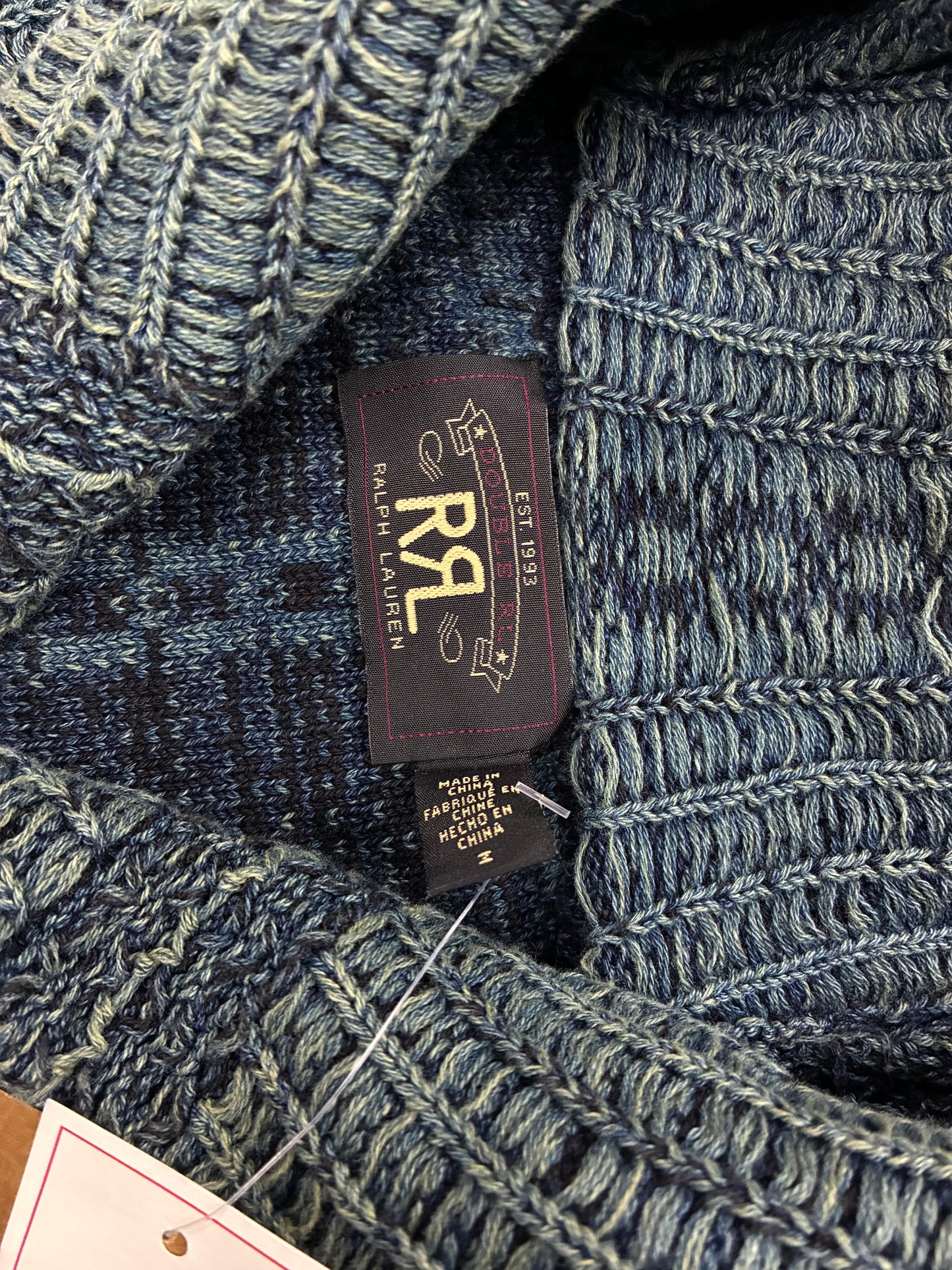 M - RRL Indigo-Dyed Jacquard knit Shawl Collar Cardigan