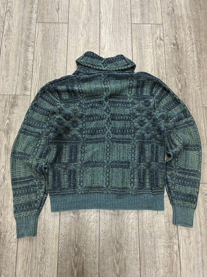 M - RRL Indigo-Dyed Jacquard knit Shawl Collar Cardigan