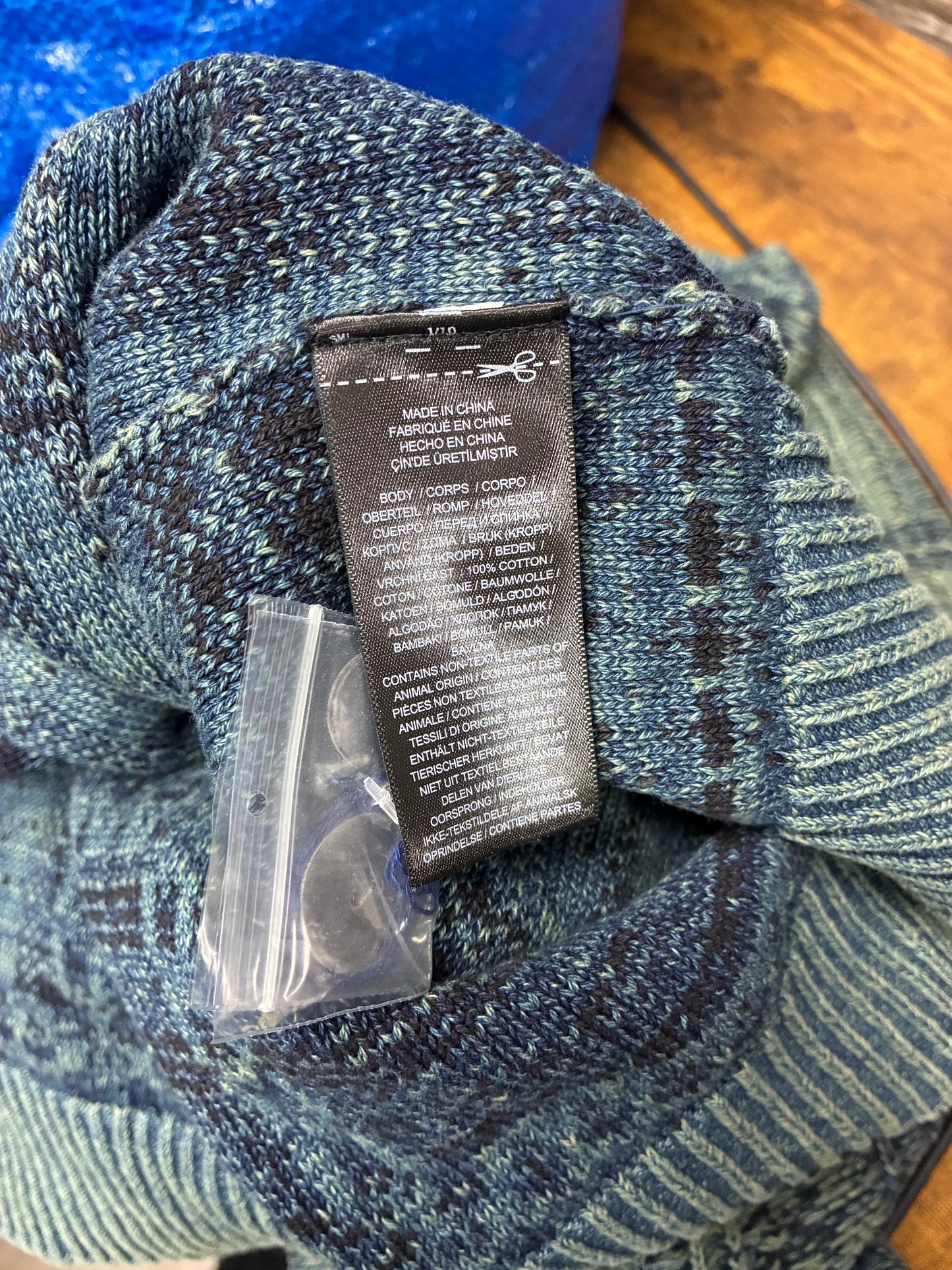 M - RRL Indigo-Dyed Jacquard knit Shawl Collar Cardigan