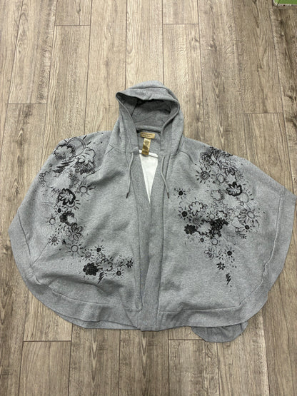 Burberry Gray Graphic Cotton Hooded Poncho