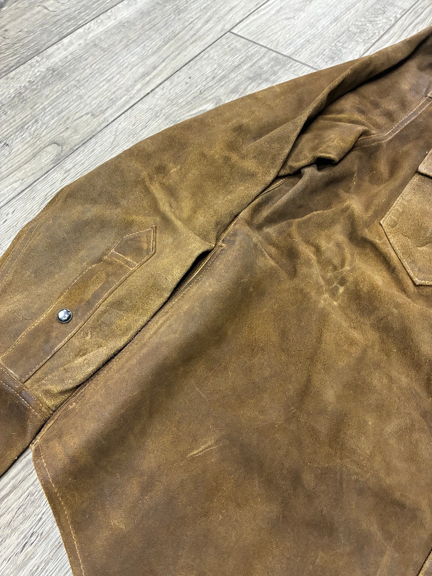 M-Double RL RRL Rough Out Suede Western Black Pearl Shirt