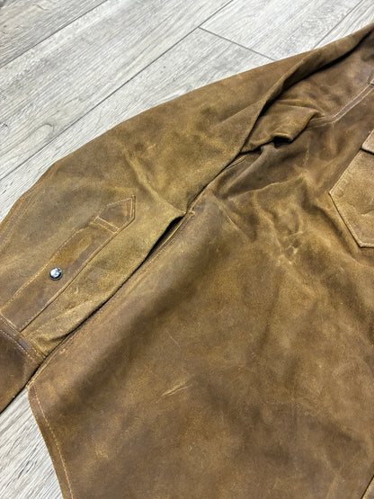 M-Double RL RRL Rough Out Suede Western Black Pearl Shirt