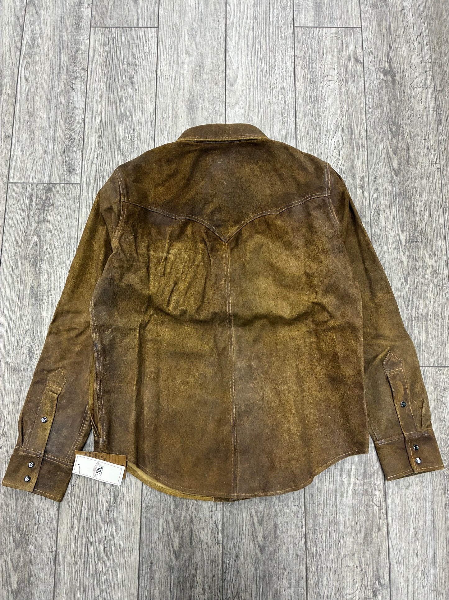 M-Double RL RRL Rough Out Suede Western Black Pearl Shirt