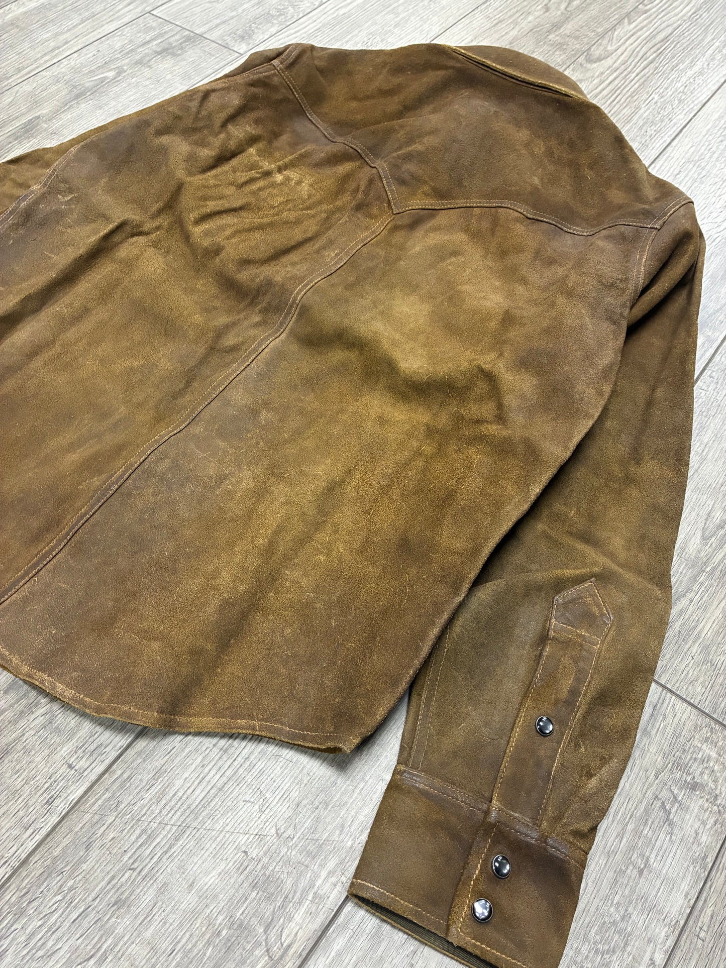 M-Double RL RRL Rough Out Suede Western Black Pearl Shirt