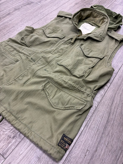 L - Denim & Supply Ralph Lauren USA Flag Olive Green Cargo Vest