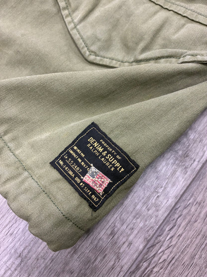 L - Denim & Supply Ralph Lauren USA Flag Olive Green Cargo Vest