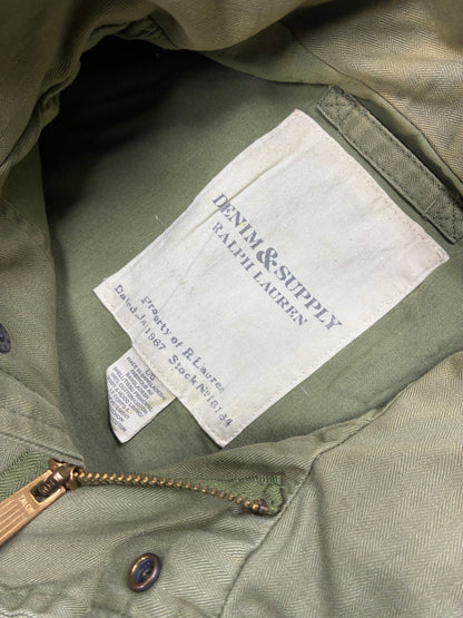 L - Denim & Supply Ralph Lauren USA Flag Olive Green Cargo Vest
