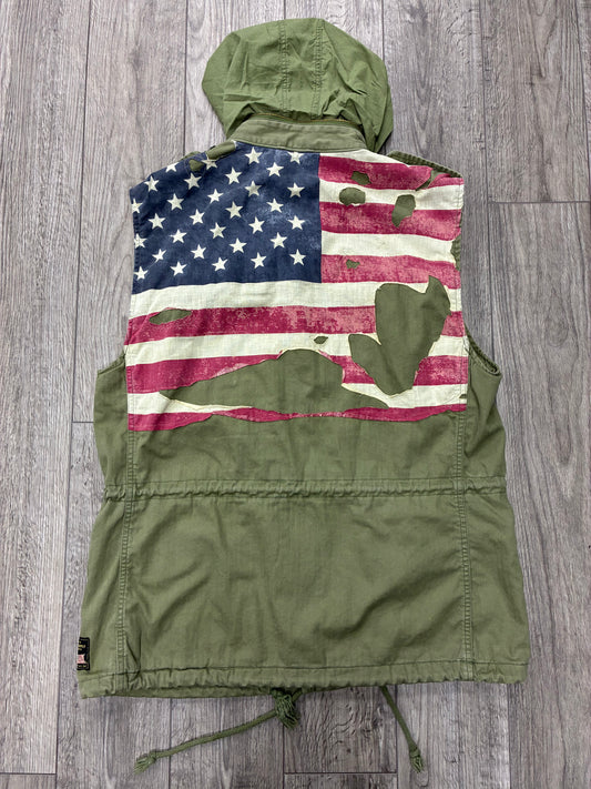 L - Denim & Supply Ralph Lauren USA Flag Olive Green Cargo Vest