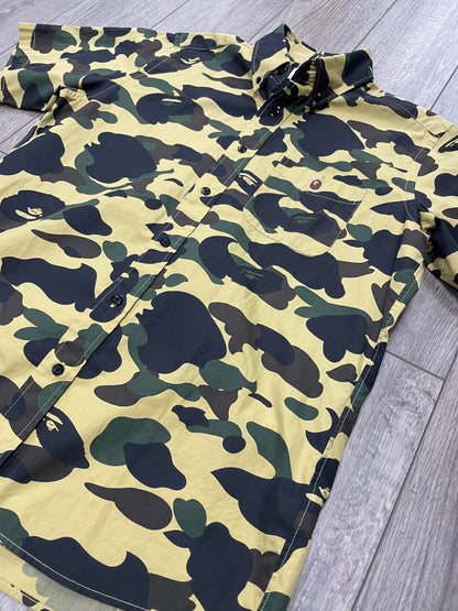 L - Bape 1st Camo Button Down Short Sleeve Shirt