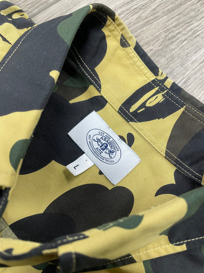 L - Bape 1st Camo Button Down Short Sleeve Shirt