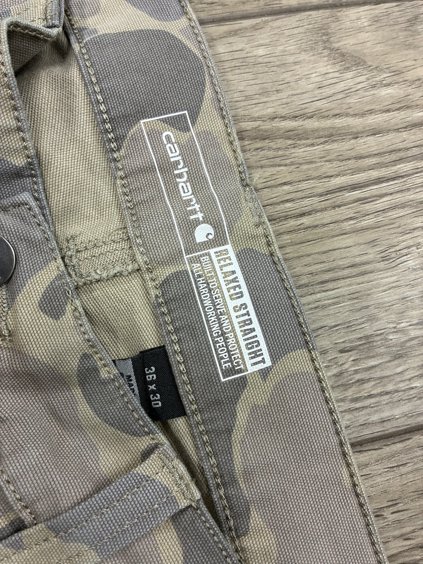 36 - Carhartt Relaxed Straight Grey Camo Pants
