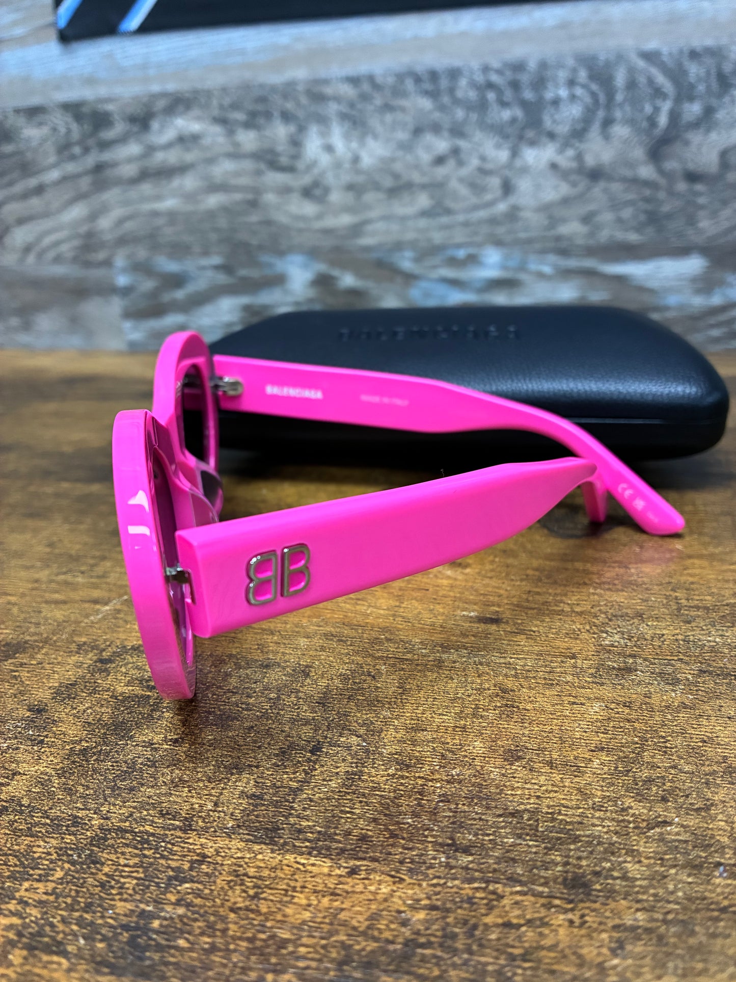 Balenciaga Pink Round-Frame Recycled Acetate Sunglasses