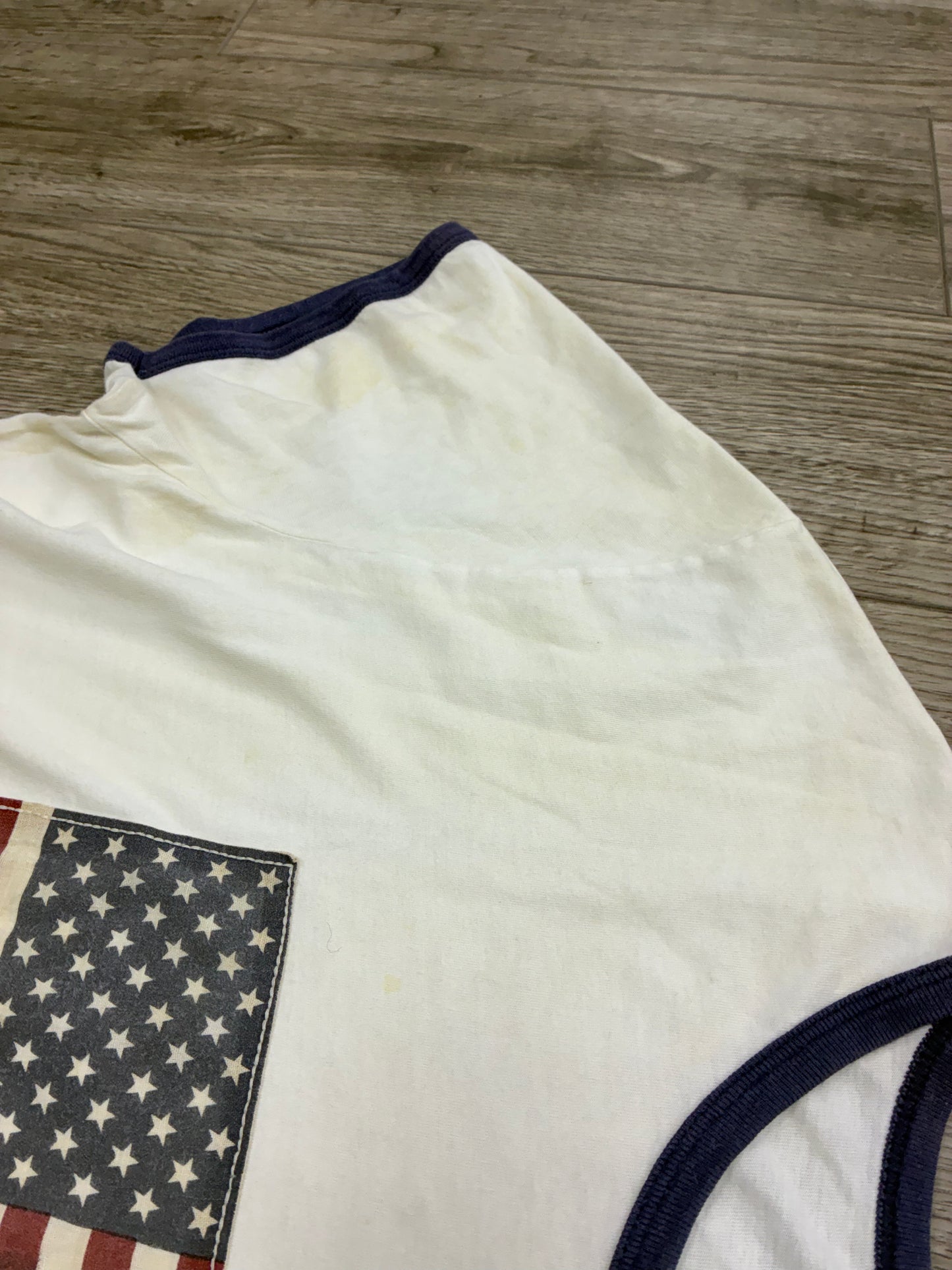 L - Vintage Polo Ralph Lauren NY spell out Flag Ringer Shirt