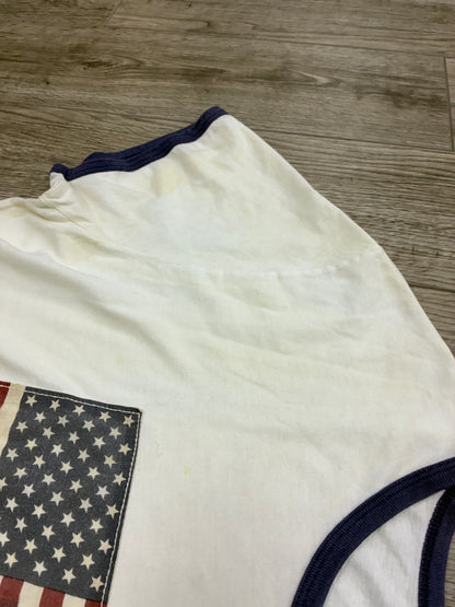 L - Vintage Polo Ralph Lauren NY spell out Flag Ringer Shirt