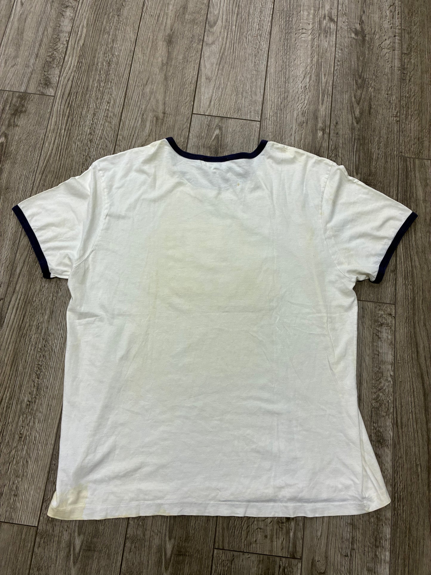 L - Vintage Polo Ralph Lauren NY spell out Flag Ringer Shirt