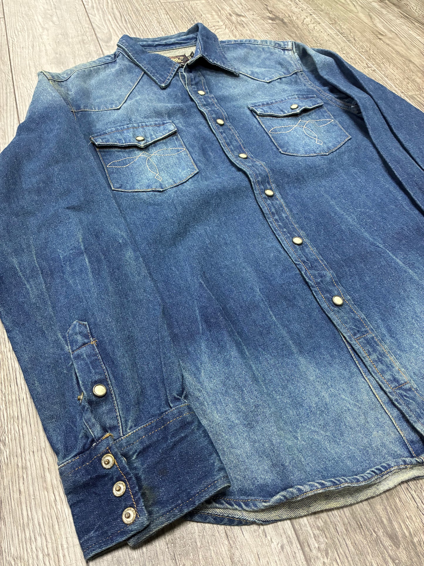 M - Double RL RRL Buffalo Denim Western Button Up Shirt
