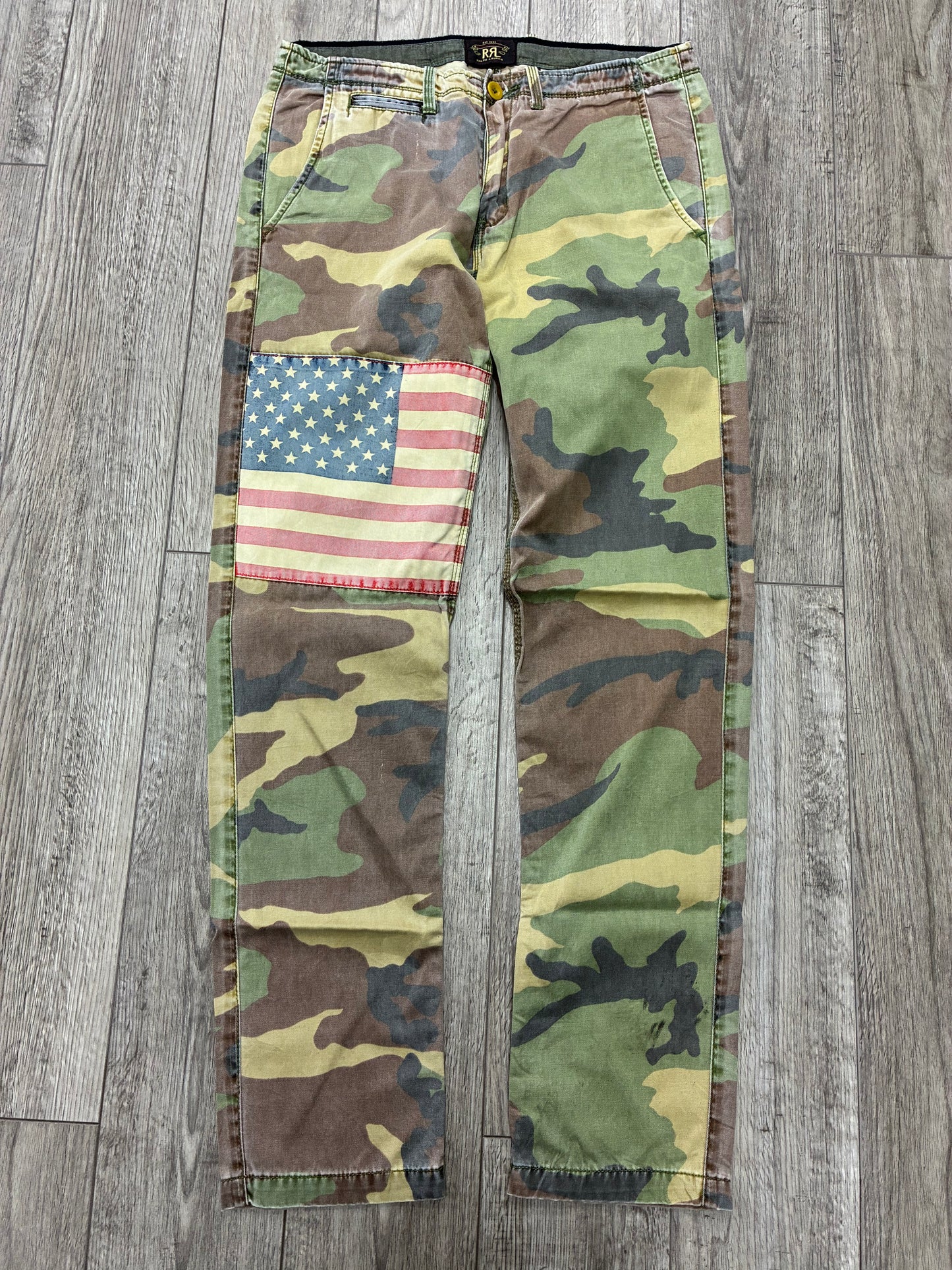 32 - Double RL RRL USA Flag Patch Camo Pants