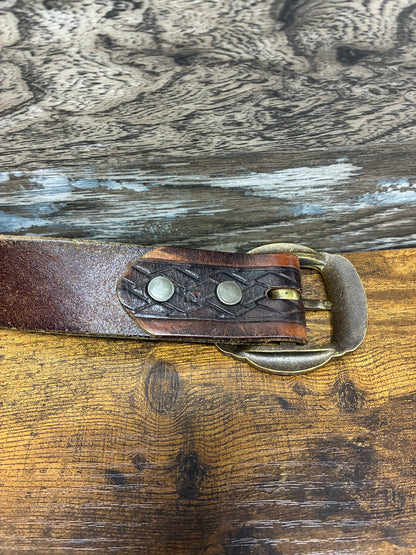 32 - Double RL (RRL) Western Brown Leather Studded Belt