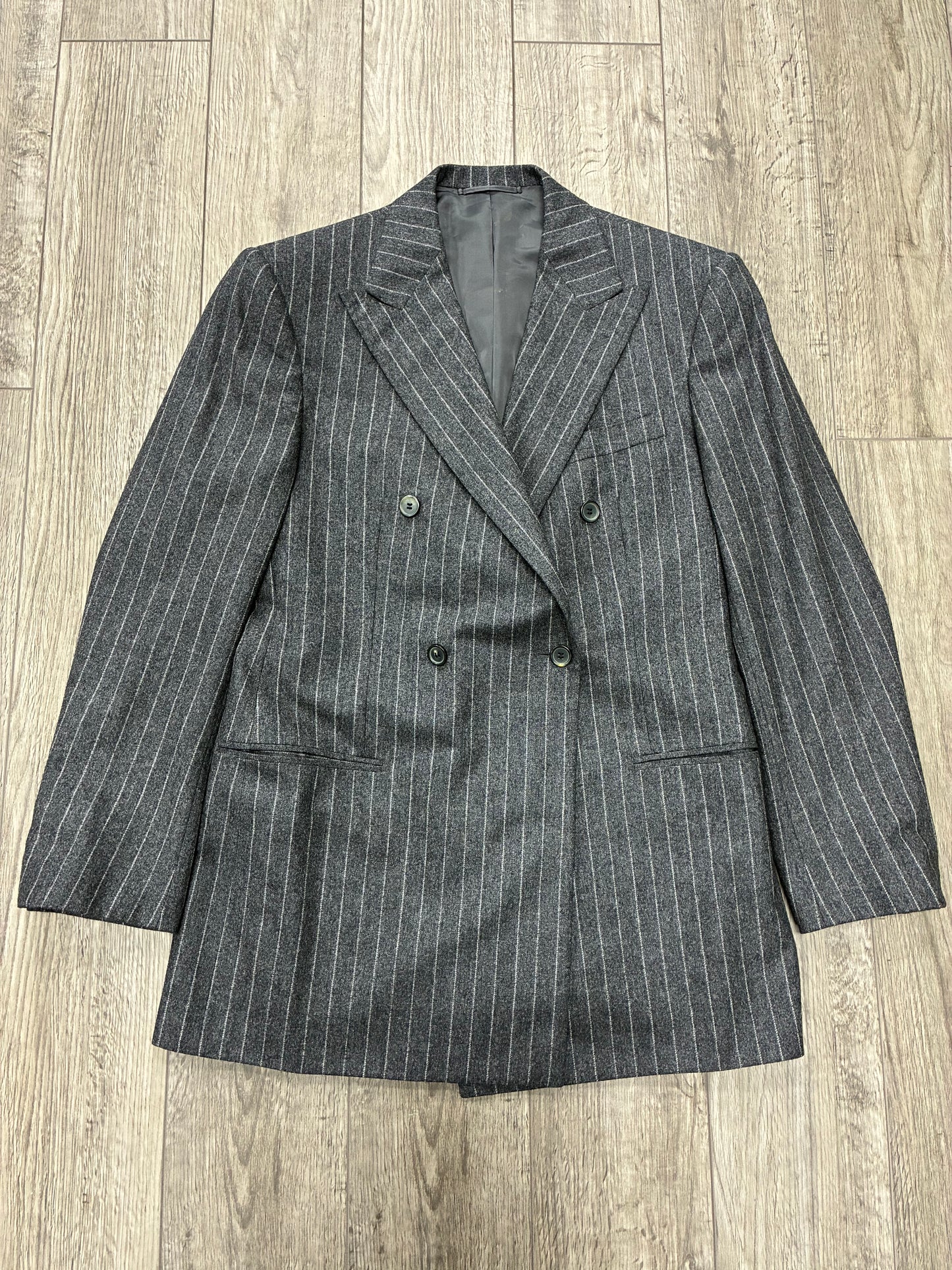 41R - Raf Simons Double-Breasted Wool-Blend Pinstripe Blazer