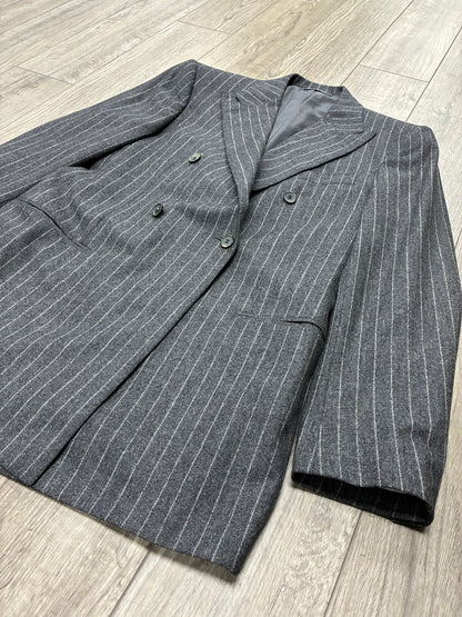 41R - Raf Simons Double-Breasted Wool-Blend Pinstripe Blazer