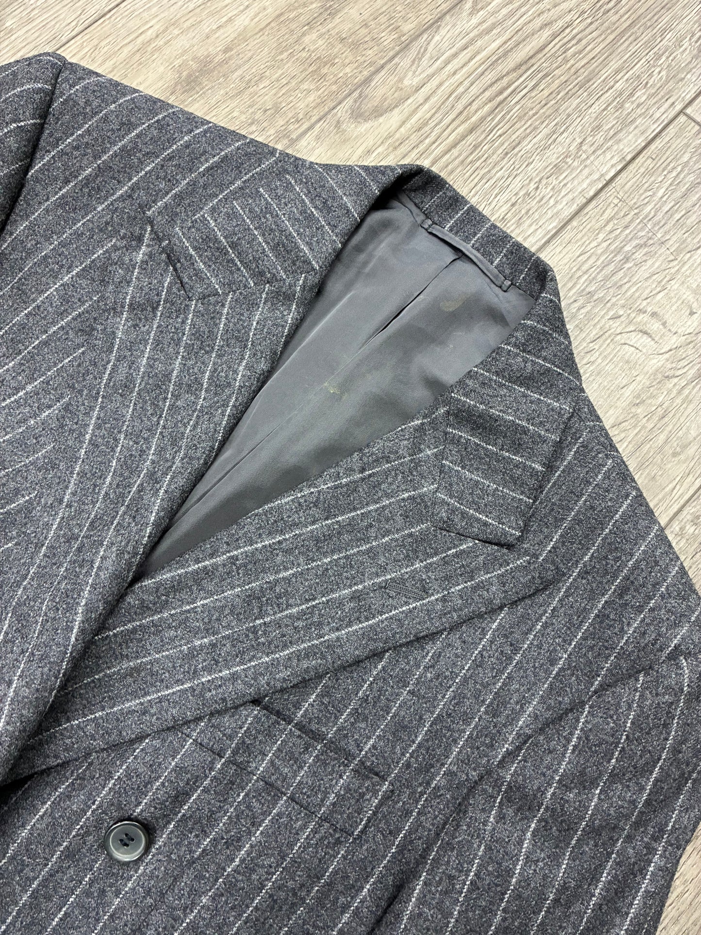 41R - Raf Simons Double-Breasted Wool-Blend Pinstripe Blazer