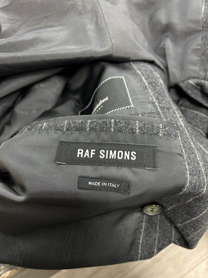 41R - Raf Simons Double-Breasted Wool-Blend Pinstripe Blazer