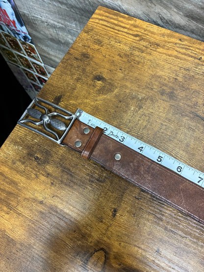 32 - Double RL (RRL) Vintage Brown Hawkins Leather Belt