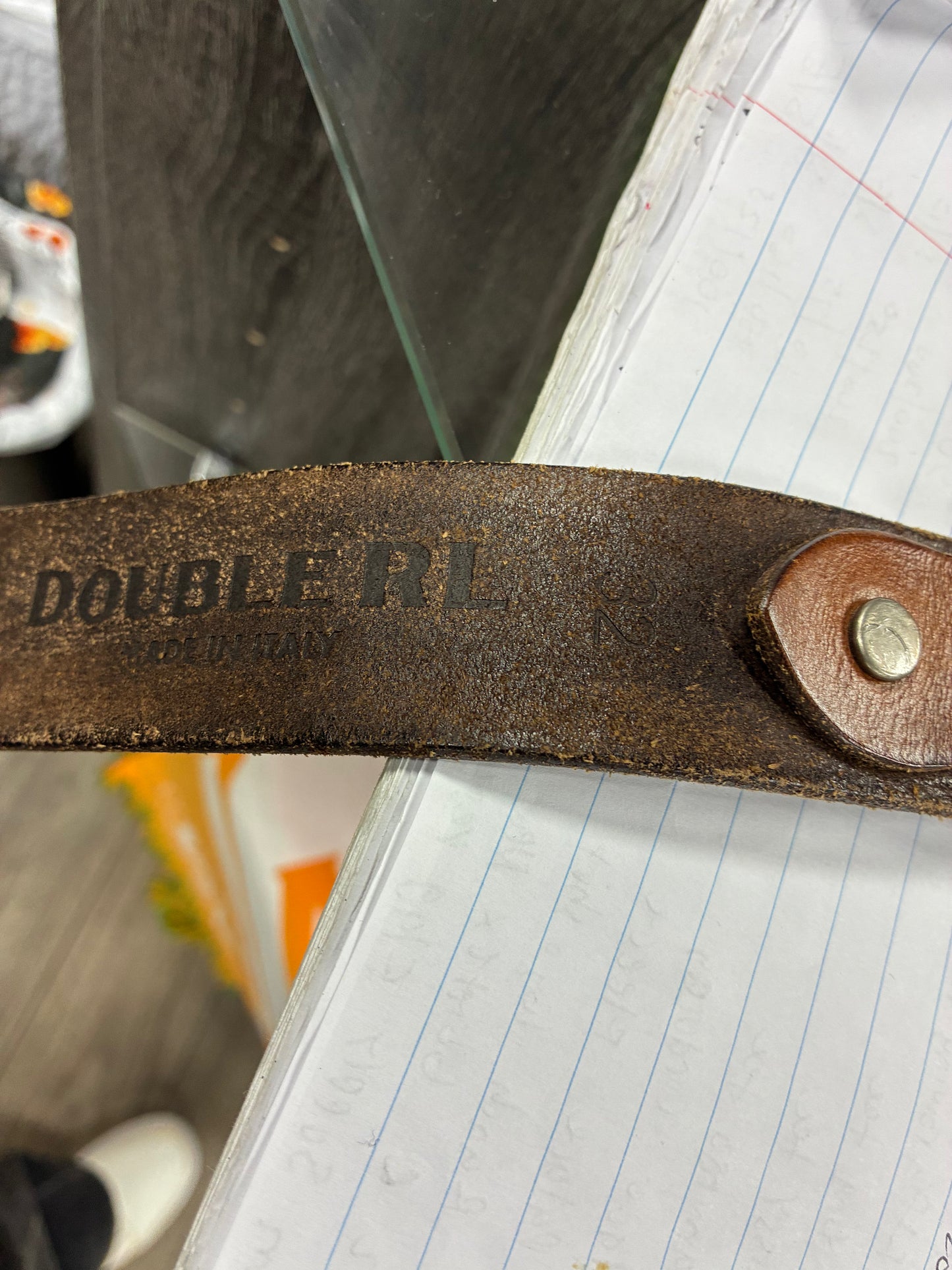 32 - Double RL (RRL) Vintage Brown Hawkins Leather Belt
