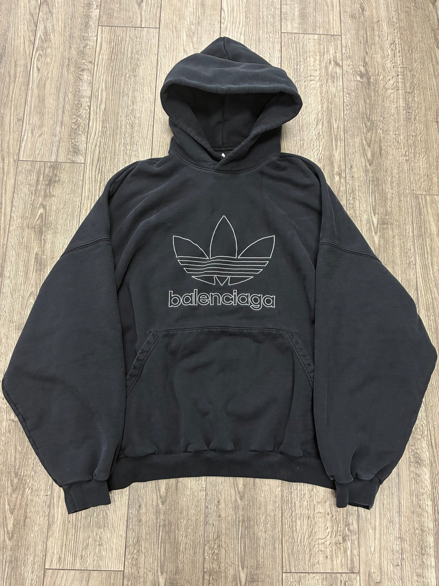 4 - Adidas Balenciaga Oversized Embroidered Logo Hoodie
