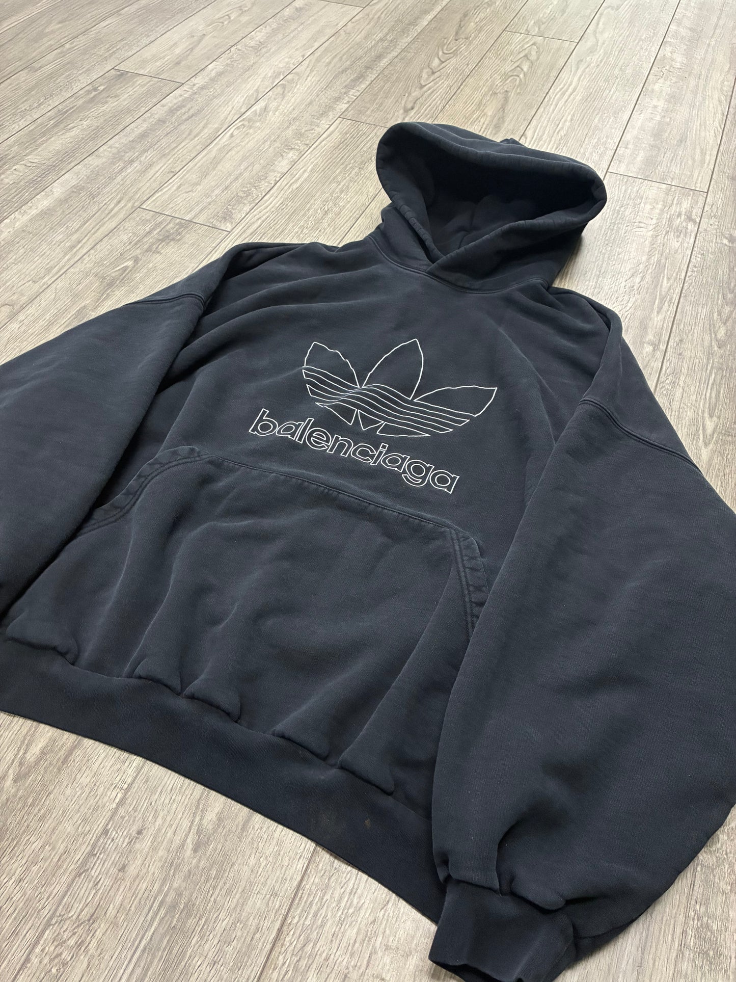 4 - Adidas Balenciaga Oversized Embroidered Logo Hoodie